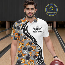 Load image into Gallery viewer, Custom Cute Funny Ginger Tabby Cat Bowling Men Polo Shirts, Cat Bowling Team Shirt IPHW10316