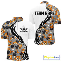 Load image into Gallery viewer, Custom Cute Funny Ginger Tabby Cat Bowling Men Quarter-Zip Shirts, Cat Bowling Team Shirt IPHW10316