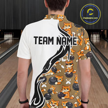 Load image into Gallery viewer, Custom Cute Funny Ginger Tabby Cat Bowling Men Polo Shirts, Cat Bowling Team Shirt IPHW10317