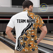 Load image into Gallery viewer, Custom Cute Funny Ginger Tabby Cat Bowling Men Quarter-Zip Shirts, Cat Bowling Team Shirt IPHW10317