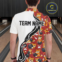 Load image into Gallery viewer, Custom Cute Funny Ginger Tabby Cat Bowling Men Polo Shirts, Cat Bowling Team Shirt IPHW10318
