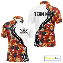 Load image into Gallery viewer, Custom Cute Funny Ginger Tabby Cat Bowling Men Polo Shirts, Cat Bowling Team Shirt IPHW10318