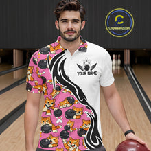 Load image into Gallery viewer, Custom Cute Funny Ginger Tabby Cat Bowling Men Polo Shirts, Cat Bowling Team Shirt IPHW10319