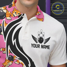 Load image into Gallery viewer, Custom Cute Funny Ginger Tabby Cat Bowling Men Polo Shirts, Cat Bowling Team Shirt IPHW10319