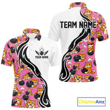 Load image into Gallery viewer, Custom Cute Funny Ginger Tabby Cat Bowling Men Polo Shirts, Cat Bowling Team Shirt IPHW10319