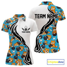 Load image into Gallery viewer, Custom Cute Funny Ginger Tabby Cat Bowling Women Polo Shirts, Cat Bowling Team Shirt IPHW10320