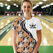 Load image into Gallery viewer, Custom Funny Border Collie Dog Women Bowling Team Shirt, Dog Lovers Bowling Uniform IPHW10322