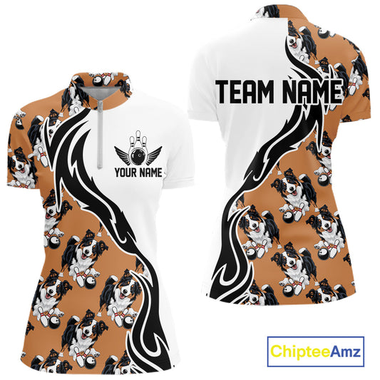 Custom Funny Border Collie Dog Women Bowling Team Shirt, Dog Lovers Bowling Uniform IPHW10322