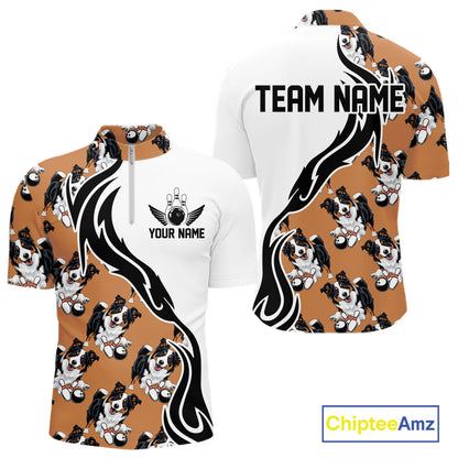 Custom Funny Border Collie Dog Men Bowling Team Shirt, Dog Lovers Bowling Uniform IPHW10322