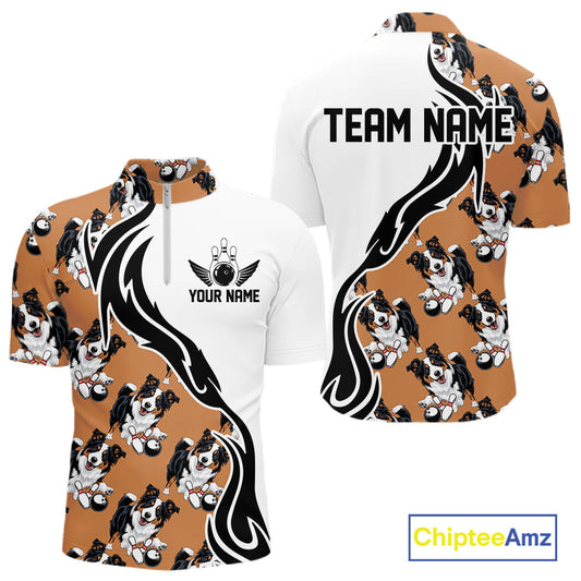 Custom Funny Border Collie Dog Men Bowling Team Shirt, Dog Lovers Bowling Uniform IPHW10322