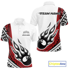 Load image into Gallery viewer, Custom Red Tribal Polynesian Pattern Men Bowling Team Shirt, Maori Style Bowling Outfit IPHW10326
