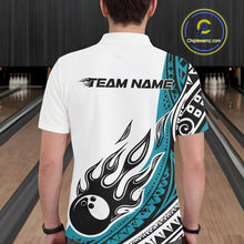 Load image into Gallery viewer, Custom Blue Tribal Polynesian Pattern Men Bowling Team Shirt, Maori Style Bowling Outfit IPHW10327