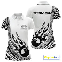 Load image into Gallery viewer, Custom Gray Tribal Polynesian Pattern Women Bowling Team Shirt, Maori Style Bowling Outfit IPHW10328