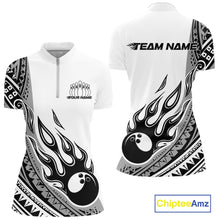 Load image into Gallery viewer, Custom Gray Tribal Polynesian Pattern Women Bowling Shirt, Maori Style Bowling Outfit IPHW10328