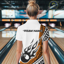 Load image into Gallery viewer, Custom Orange Tribal Polynesian Pattern Women Bowling Shirt, Maori Style Bowling Outfit IPHW10329
