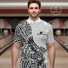 Load image into Gallery viewer, Custom Black And White Tribal Tattoo Pattern Polynesian Owl Bowling Men Quarter-Zip Shirts IPHW10333