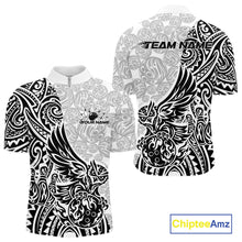 Load image into Gallery viewer, Custom Black And White Tribal Tattoo Pattern Polynesian Owl Bowling Men Quarter-Zip Shirts IPHW10333