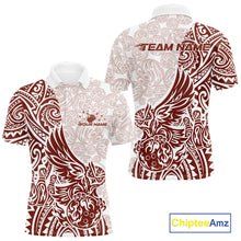 Load image into Gallery viewer, Custom Red Brown Tribal Tattoo Pattern Polynesian Owl Bowling Men Polo Shirts IPHW10335