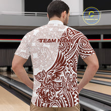 Load image into Gallery viewer, Custom Red Brown Tribal Tattoo Pattern Polynesian Owl Bowling Men Quarter-Zip Shirts IPHW10335