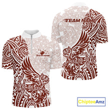 Load image into Gallery viewer, Custom Red Brown Tribal Tattoo Pattern Polynesian Owl Bowling Men Quarter-Zip Shirts IPHW10335