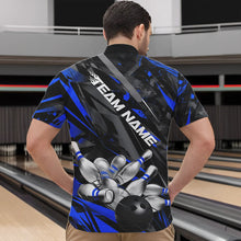 Load image into Gallery viewer, Custom Black And Blue Bowling Quarter-Zip Shirts For Men, Bowling Tournament Team Uniform IPHW8528