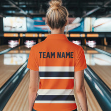 Load image into Gallery viewer, Custom Classic Retro Orange Bowling Womens Quarter-Zip Shirts, Bowling Team Shirt With Name IPHW8531