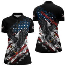 Load image into Gallery viewer, Personalized American Flag Eagle Women Bowling Quarter-Zip Shirts, Patriotic Bowling Shirt  IPHW8731