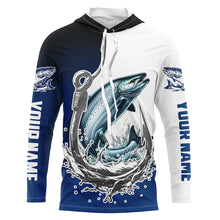 Load image into Gallery viewer, Custom Chinook Salmon Long Sleeve Fishing Shirts, Fish Hook Shirt Design King Salmon Fishing Jerseys IPHW6220