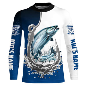 Custom Chinook Salmon Long Sleeve Fishing Shirts, Fish Hook Shirt Design King Salmon Fishing Jerseys IPHW6220