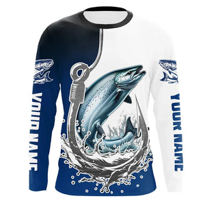 Custom Chinook Salmon Long Sleeve Fishing Shirts, Fish Hook Shirt Design King Salmon Fishing Jerseys IPHW6220