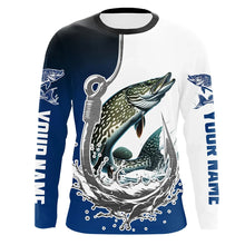 Load image into Gallery viewer, Custom Pike Long Sleeve Fishing Shirts, Fish Hook Shirt Design Pike Fishing Jerseys IPHW6221