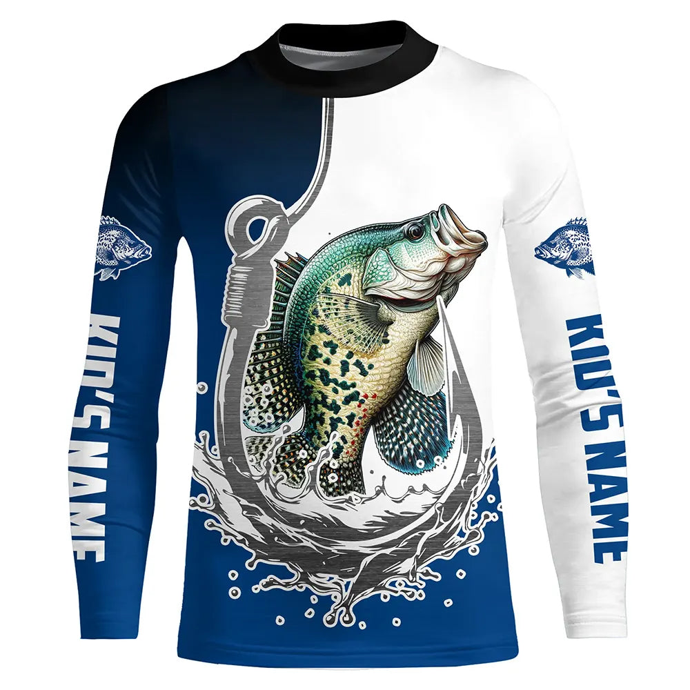 Custom Crappie Long Sleeve Fishing Shirts, Fish Hook Shirt Design Crap ...