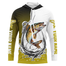 Load image into Gallery viewer, Custom Walleye Long Sleeve Fishing Shirts, Fish Hook Shirt Design Walleye Fishing Jerseys IPHW6223