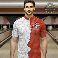 Load image into Gallery viewer, Custom White And Orange Shark Bowling Quarter-Zip Shirts For Men, Shark Bowling League Shirt IPHW8991