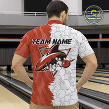 Load image into Gallery viewer, Custom White And Orange Shark Bowling Quarter-Zip Shirts For Men, Shark Bowling League Shirt IPHW8991
