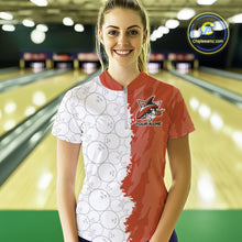 Load image into Gallery viewer, Custom White And Orange Shark Bowling Women Quarter-Zip Shirt, Shark Bowling League Shirt IPHW8991