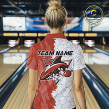 Load image into Gallery viewer, Custom White And Orange Shark Bowling Women Quarter-Zip Shirt, Shark Bowling League Shirt IPHW8991