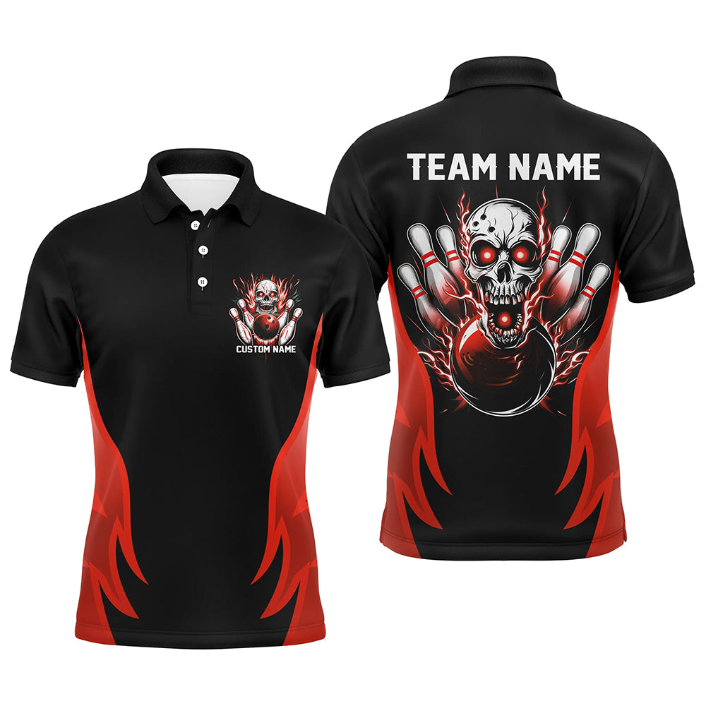 Custom Multi-Color Flame Skull Bowling Shirts For Team, Bowlers Outfit Bowling Jerseys For Men And Women IPHW6558