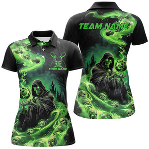 Black And Green Grim Reaper Custom Halloween Bowling Team Shirts For Men, Bowling Gifts IPHW7612