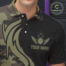 Load image into Gallery viewer, Military Green Camo Custom Army Bowling Team Shirts Personalized Bowling League Shirts For Men IPHW5515