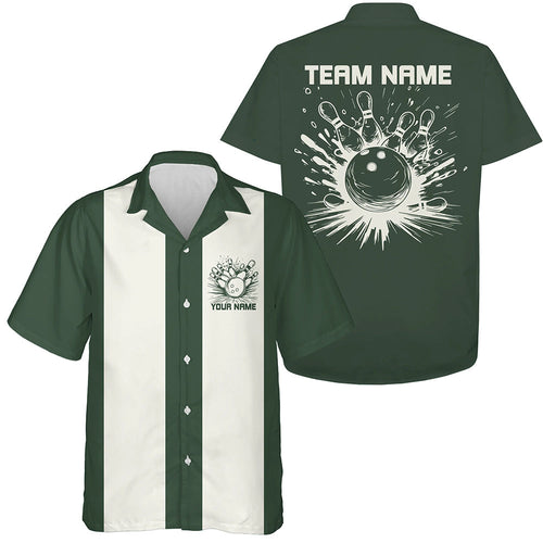 Custom Green Striking Bowling Polo Shirts For Men And Women, Classic Vintage Bowling Shirts IPHW8288