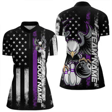 Load image into Gallery viewer, Custom Purple Line American Flag Eagle Bowling Women Quarter-Zip Shirt, Patriotic Bowling IPHW8739