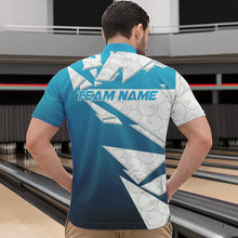 Load image into Gallery viewer, Custom White And Blue Bowling Team Quarter-Zip Shirts For Men, Bowling Ball Pattern Bowlers Outfit IPHW8741