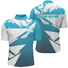 Load image into Gallery viewer, Custom White And Blue Bowling Team Quarter-Zip Shirts For Men, Bowling Ball Pattern Bowlers Outfit IPHW8741