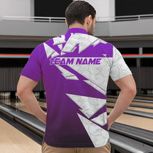 Load image into Gallery viewer, Custom White And Purple Bowling Team Men Quarter-Zip Shirts, Bowling Ball Pattern Bowlers Outfit IPHW8742
