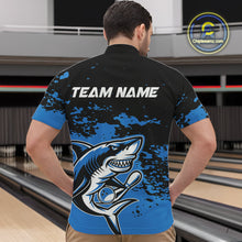 Load image into Gallery viewer, Custom Black And Blue Camo Shark Bowling Team Men Quarter-Zip Shirts, Bowling Tournament Shirt IPHW8996