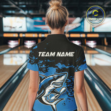 Load image into Gallery viewer, Custom Black And Blue Camo Shark Bowling Women Quarter-Zip Shirt, Tournament Shirt IPHW8996