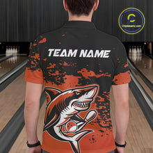 Load image into Gallery viewer, Custom Black And Ornage Camo Shark Bowling Team Men Polo Shirts, Bowling Tournament Shirt IPHW8998