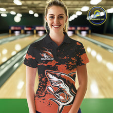 Load image into Gallery viewer, Custom Black And Ornage Camo Shark Bowling Women Polo Shirts, Bowling Tournament Shirt IPHW8998