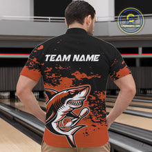 Load image into Gallery viewer, Custom Black And Ornage Camo Shark Bowling Team Men Quarter-Zip Shirts, Bowling Tournament Shirt IPHW8998